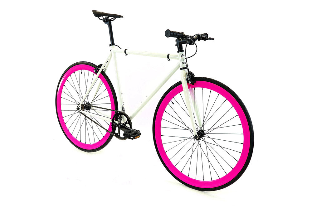 GOLDEN CYCLES DAHLIA COMPLETE BIKE WHITE w/PINK RIMS